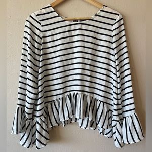 Striped long sleeve blouse